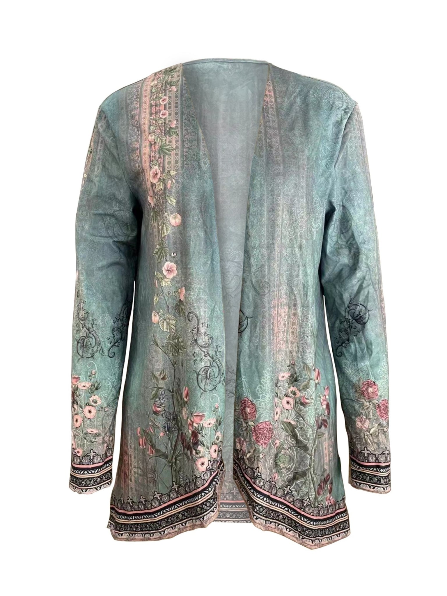 Floral print open front cardigan for women