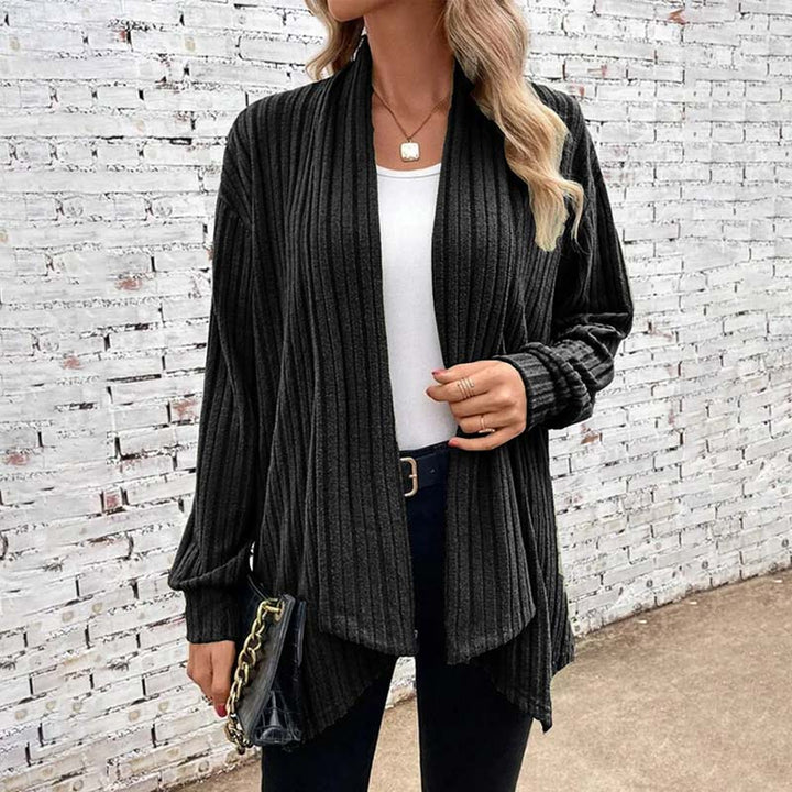 Women’s Cardigan – Relaxed Fit – Soft Knit – Open Front – Ribbed Texture – Long Sleeve