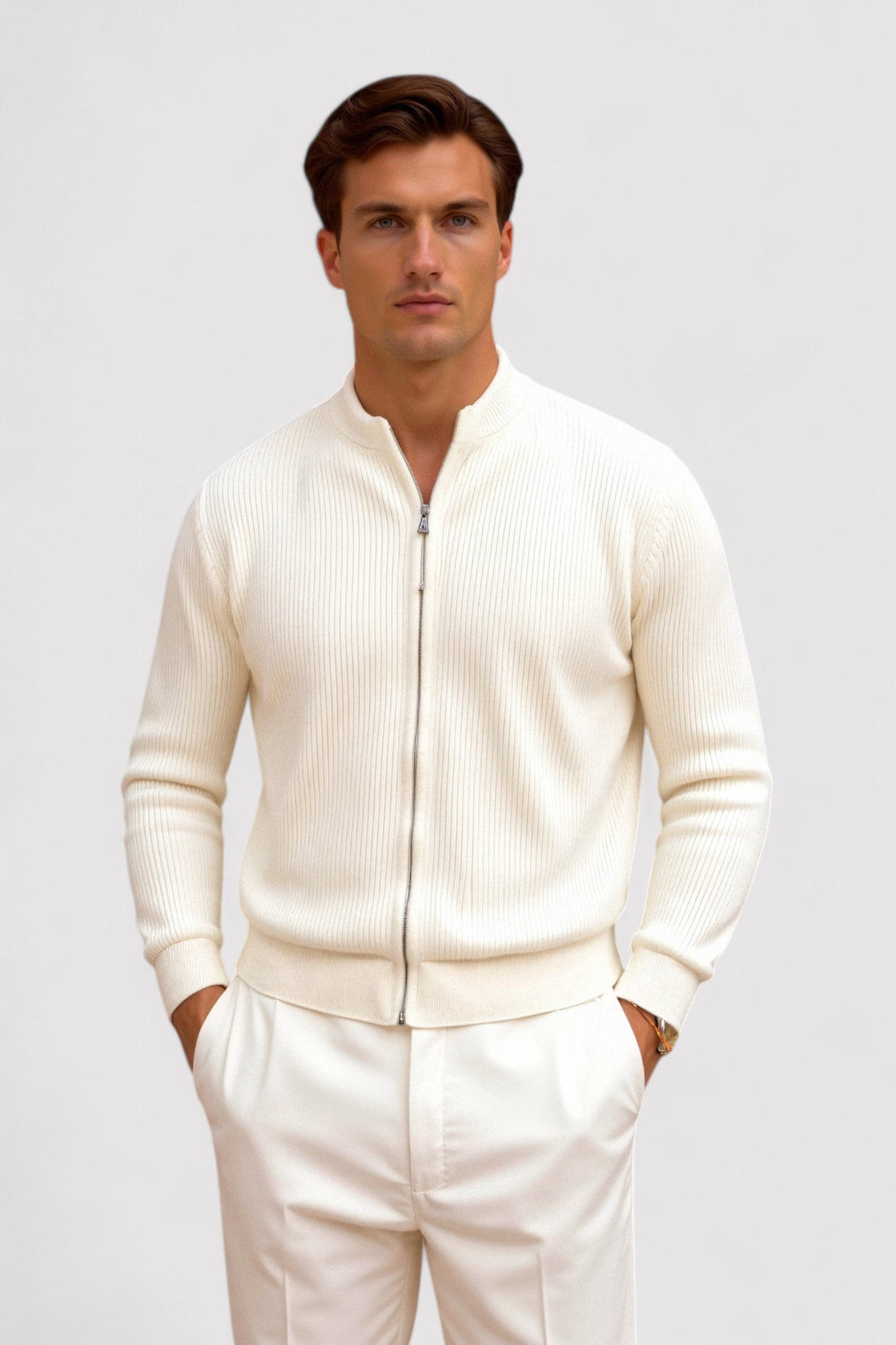 Luxurious crew neck cardigan for men