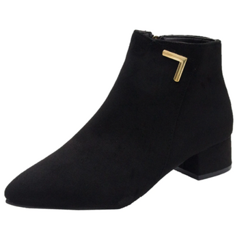 Suede side zip and block heel ankle boots for women