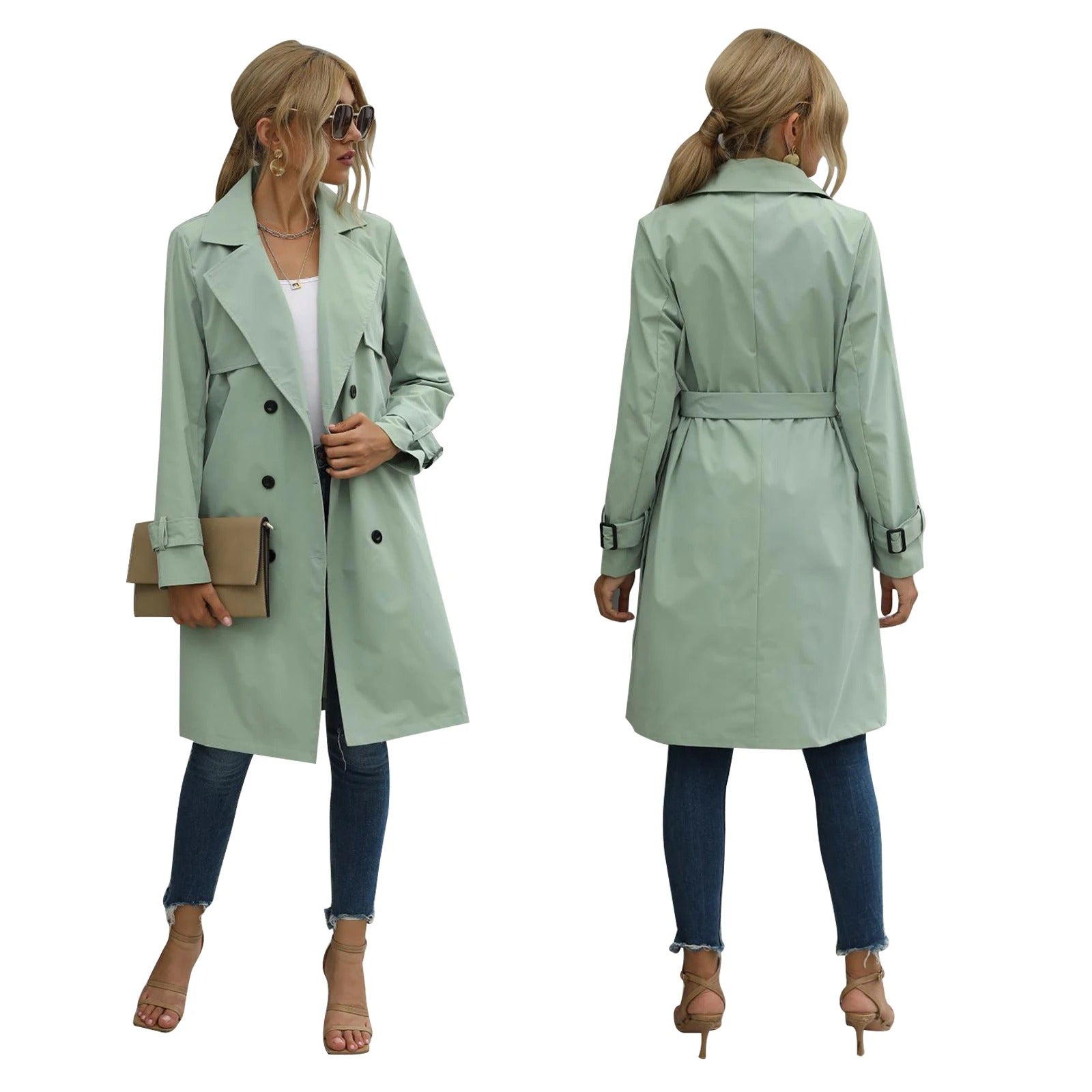 Stylish belted trench coat for women