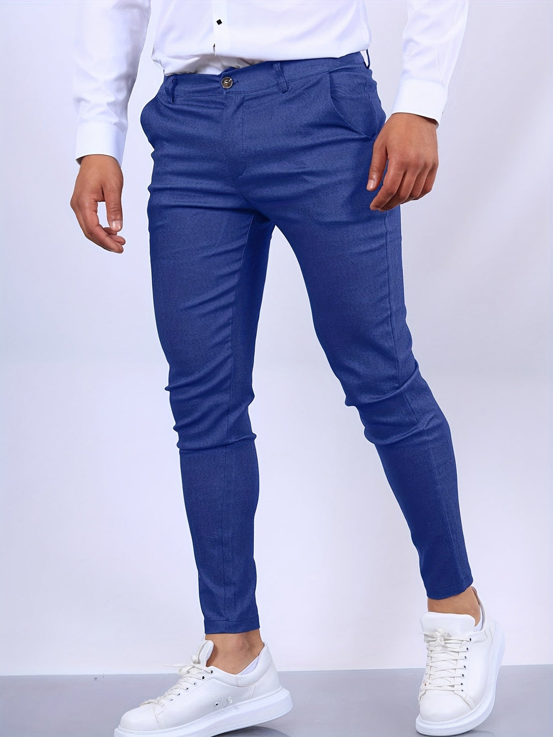 Men’s Slim Fit Trousers – Stretch Fabric – Tailored Look – Smart Casual Style