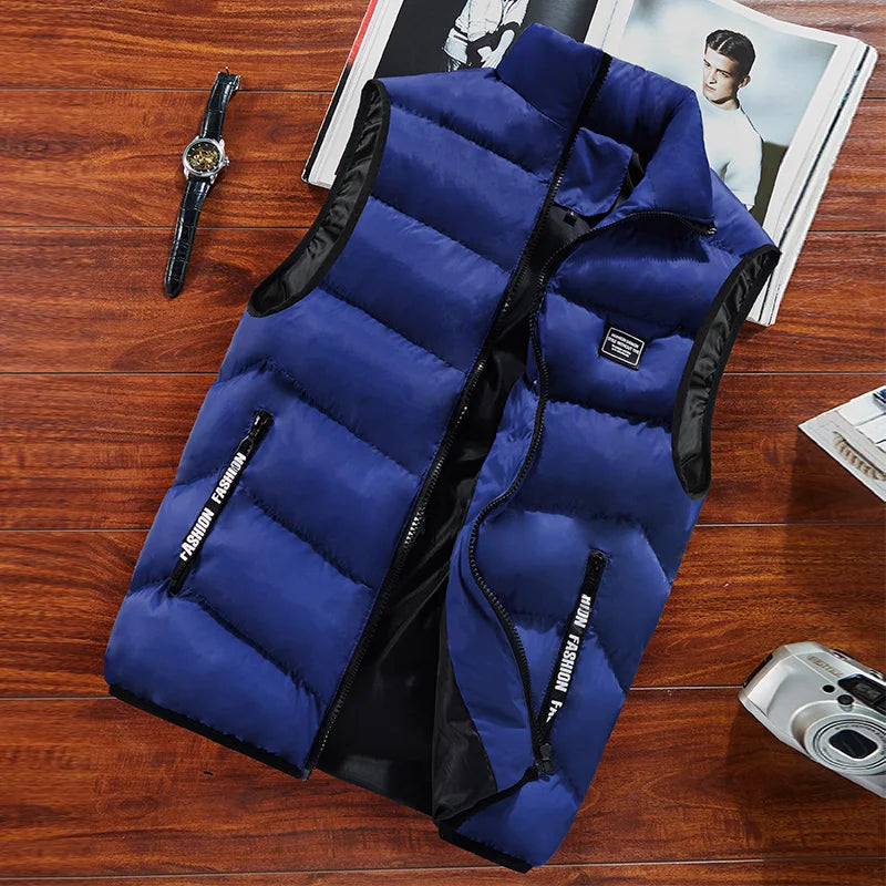 Men’s Quilted Vest – Relaxed Fit – Water-Resistant – High Collar – Zippered Pockets