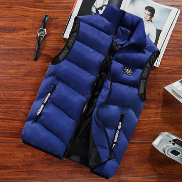 Men’s Quilted Vest – Relaxed Fit – Water-Resistant – High Collar – Zippered Pockets