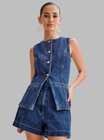 Two piece denim set for women