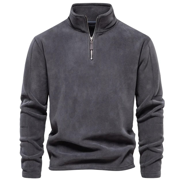 Men’s Fleece Pullover - Quarter Zip - Soft Warm Fabric - Mock Neck - Relaxed Fit