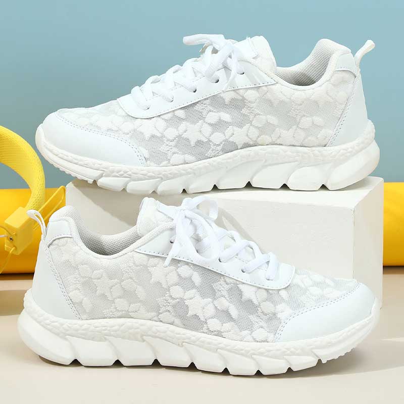 White stars pattern lace-up sneaker for women