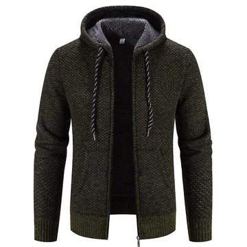 Knitted warm hoodie jacket for men