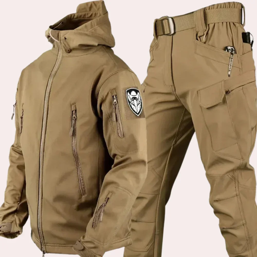 Tactical hooded jacket and pants set for men