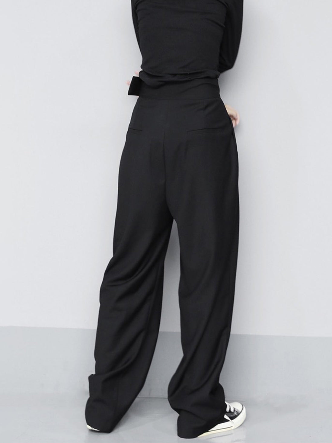 Women’s Wide-Leg Pants - High Waist - Adjustable Velcro Fastening - Relaxed Fit
