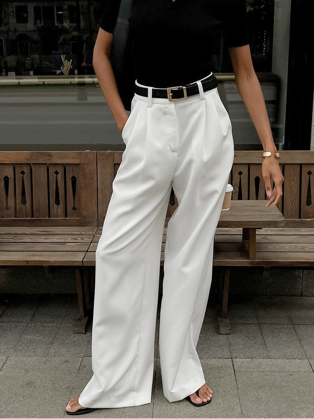 Women’s Wide-Leg Pants - High Waist - Loose Fit - Flowy Elegant Trousers