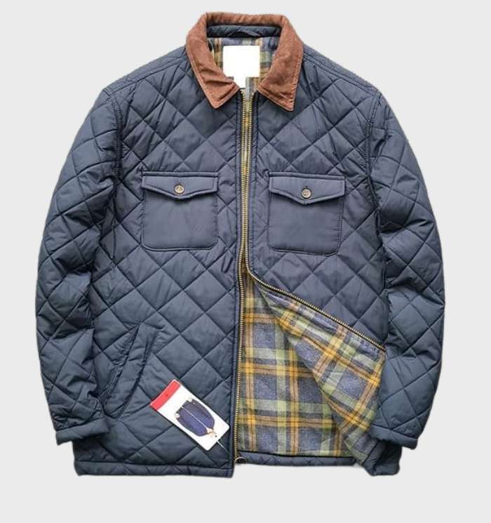 Nicholo | Thick and warm quilted jacket with flannel check lining and zip