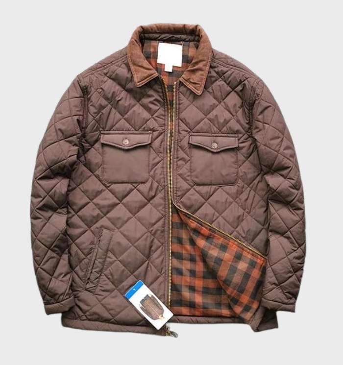 Nicholo | Thick and warm quilted jacket with flannel check lining and zip