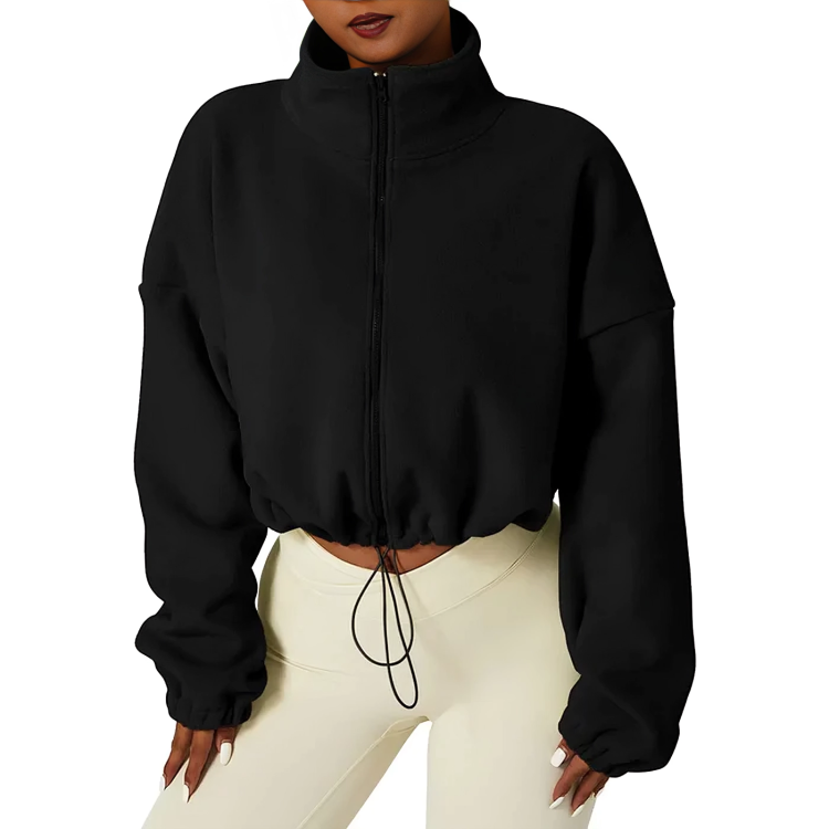 Cropped winter zip jacket for women