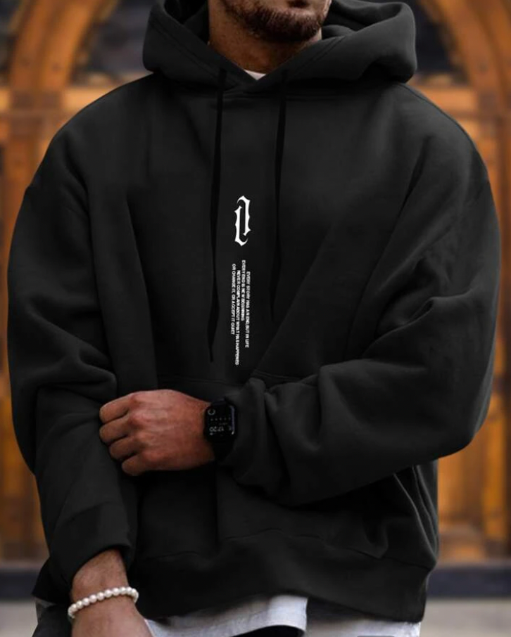 Men’s Hoodie – Oversized Fit – Cotton Blend – Kangaroo Pocket – Ribbed Trim – Drawstring Hood