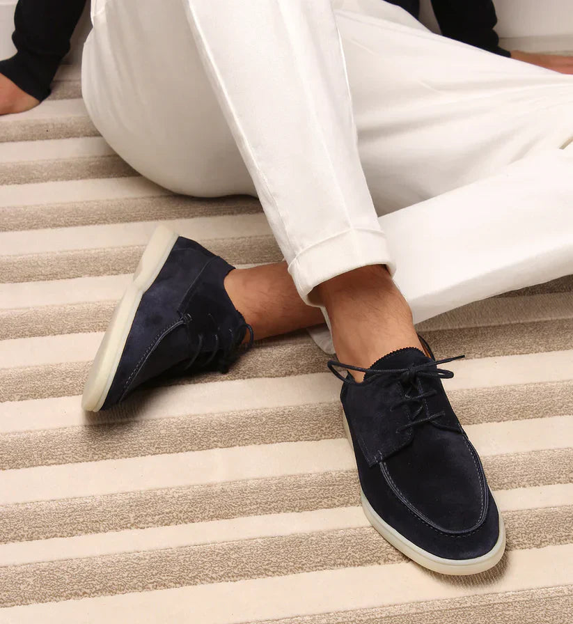Men’s Leather Loafers – Classic Fit – Lace-Up Detail – Rubber Sole – Smart Casual