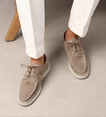 Men’s Leather Loafers – Classic Fit – Lace-Up Detail – Rubber Sole – Smart Casual