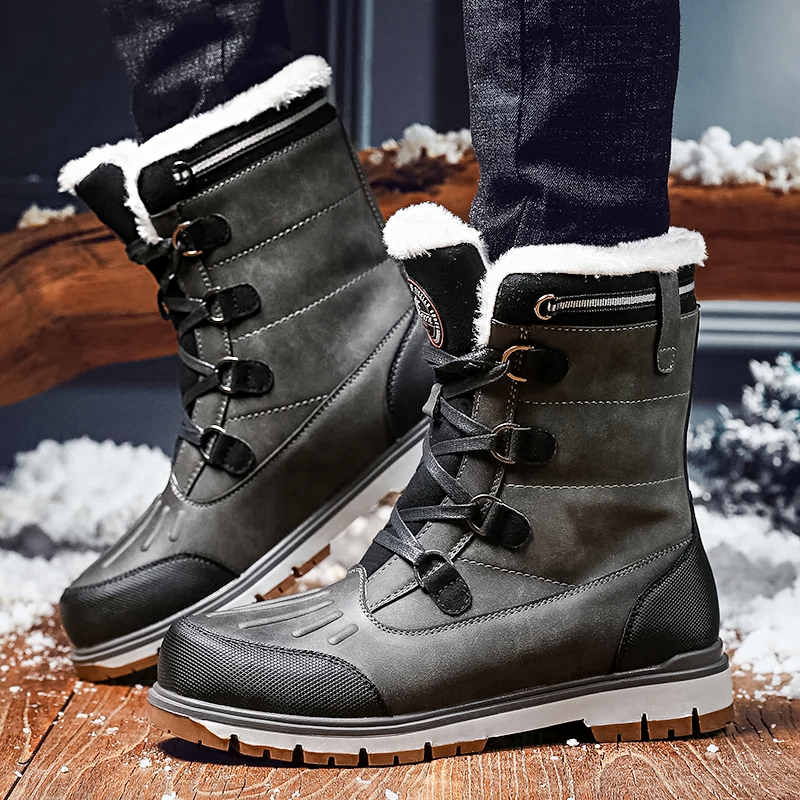 Men’s Mid-Calf Boots – Weather-Resistant – Fur Lined – Grip Sole – Lace-Up Rugged