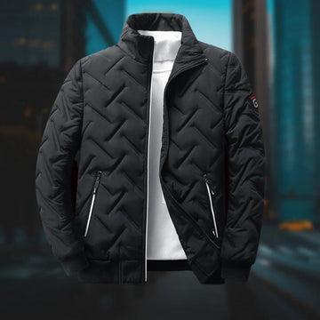 Stand-up collar quilted bomber jacket for men