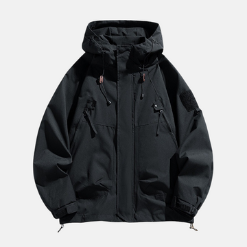 Men’s Jacket – Relaxed Fit – Water-Resistant Technical Fabric – Hooded Multi-Pocket Design