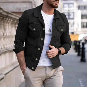 Men’s Casual Jacket – Slim Fit – Breathable Blend – Button-Up – Chest Pockets
