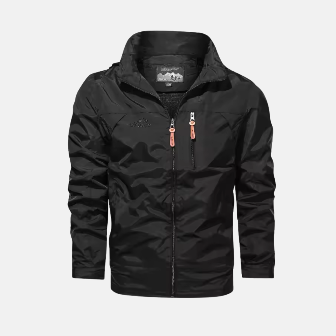 Men’s Outdoor Jacket – Regular Fit – Lightweight Water-Resistant – High Collar – Zippered Pockets