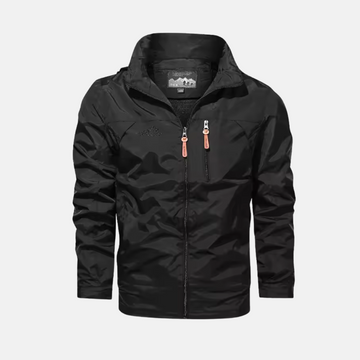 Men’s Outdoor Jacket – Regular Fit – Lightweight Water-Resistant – High Collar – Zippered Pockets