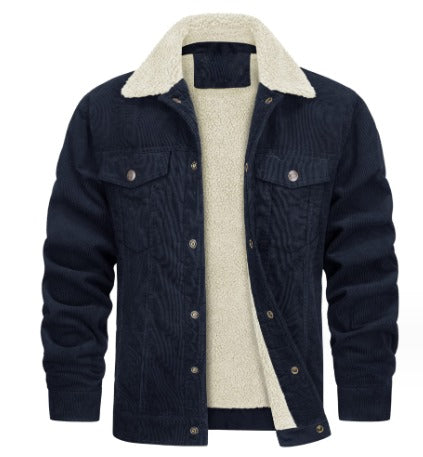 Fleece-lined corduroy jacket for men