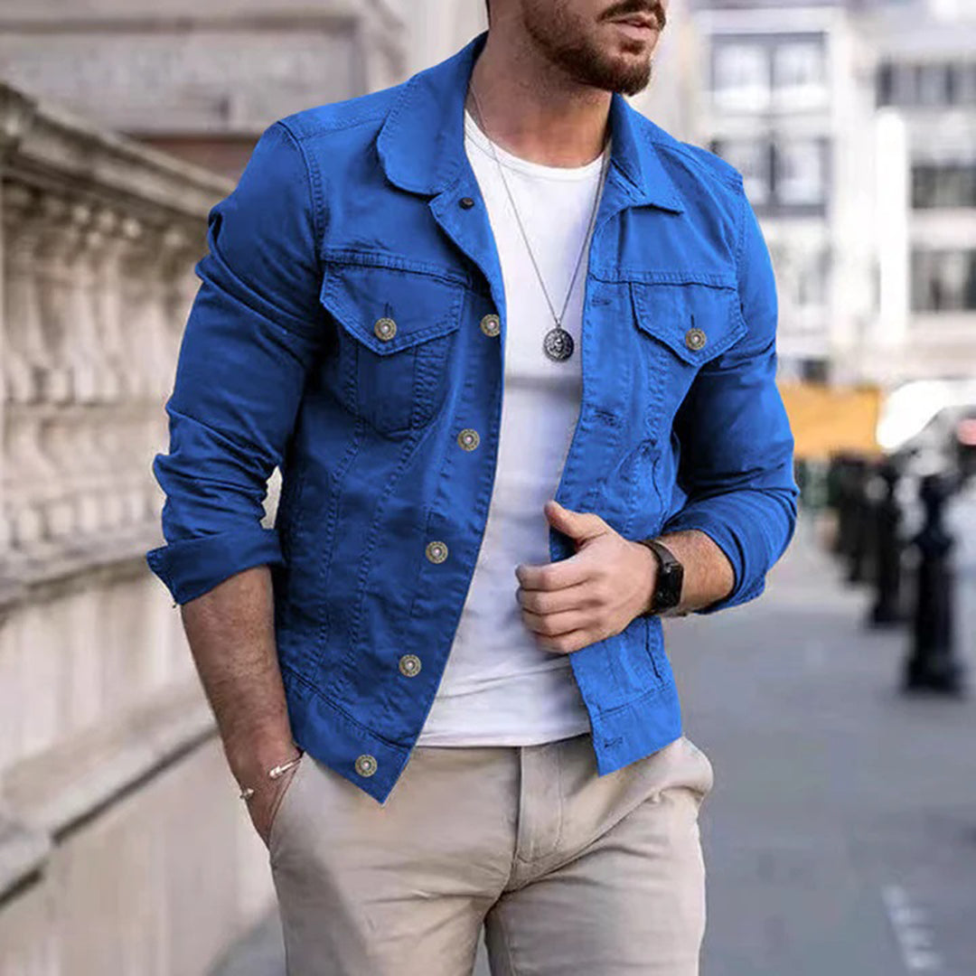 Men’s Casual Jacket – Slim Fit – Breathable Blend – Button-Up – Chest Pockets