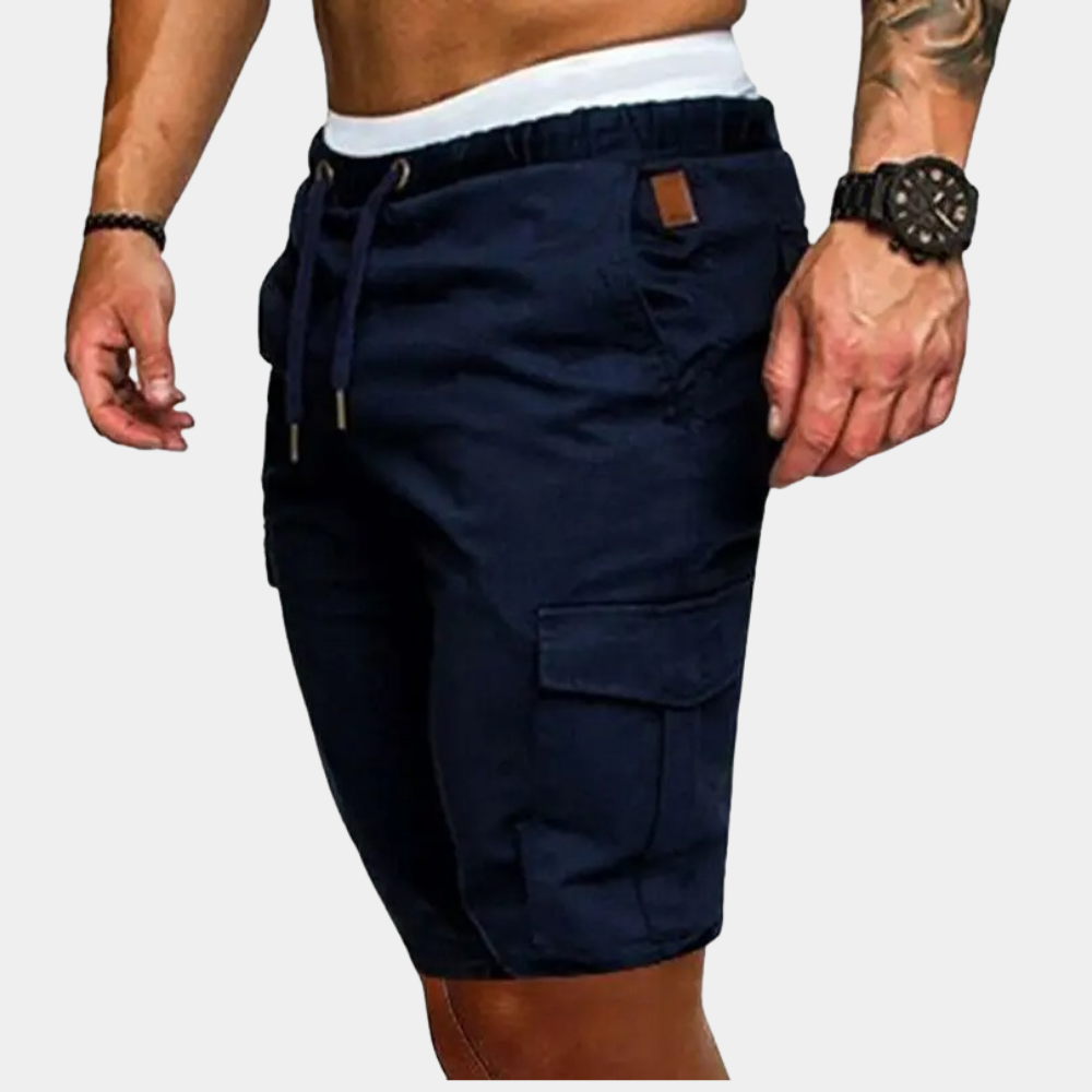 Drawstring cargo shorts for men