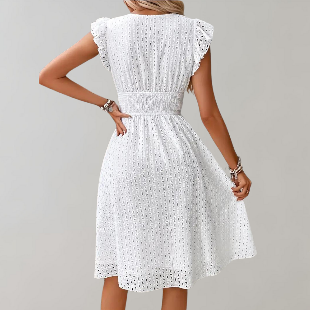 Elegant ruffled sleeveless summer dress for women