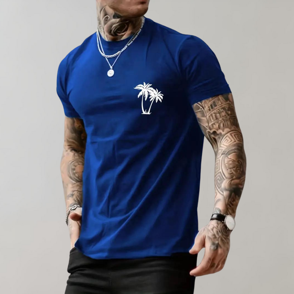 Men’s T-Shirt – Relaxed Fit – Short Sleeve – Chest Graphic – Breathable Blend