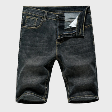 Mid-length denim shorts for men