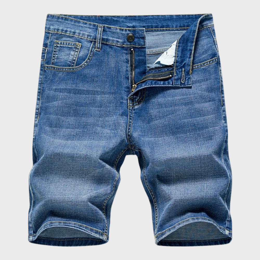 Mid-length denim shorts for men