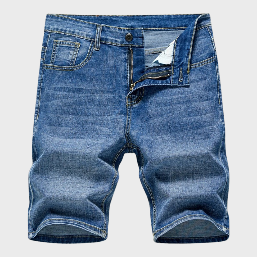 Men’s Denim Shorts - Casual Fit - Knee Length - Button Fly - Classic 5-Pocket Design