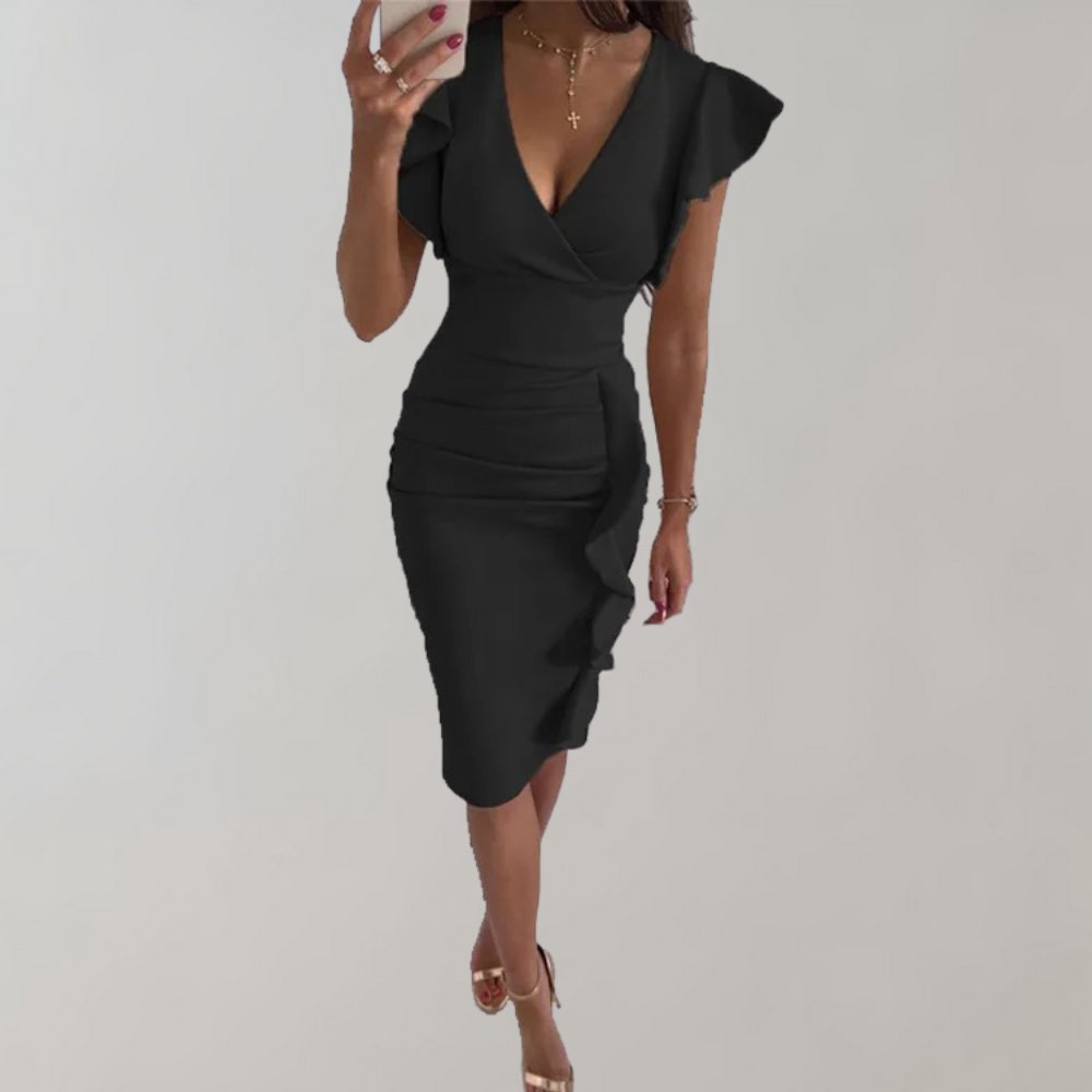 Ruffled bodycon mini dress for women
