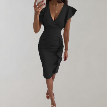 Ruffled bodycon mini dress for women