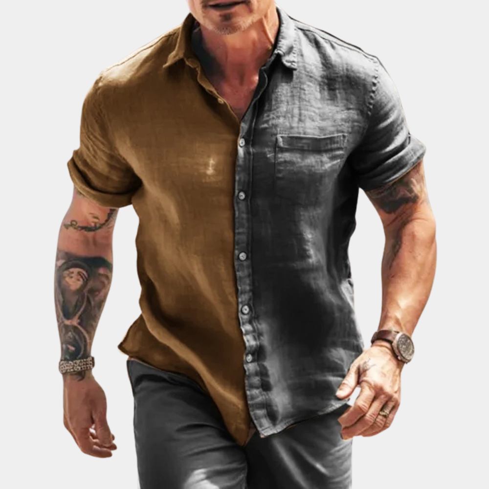 Men’s Casual Shirt – Relaxed Fit – Breathable Blend – Short Sleeve – Button Front