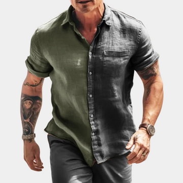 Men's Short-Sleeve Button-Up Shirt - Casual Fit - Front Pocket