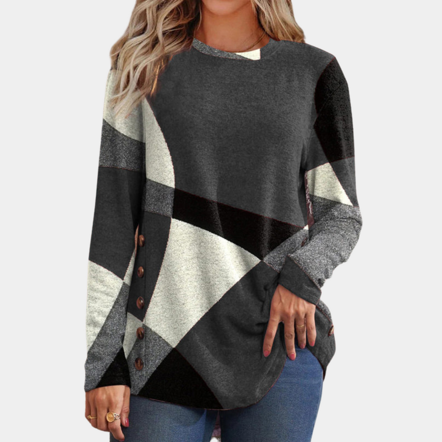 Color block pullover knitted sweater for women