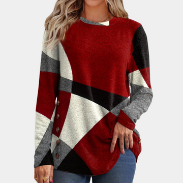 Color block pullover knitted sweater for women