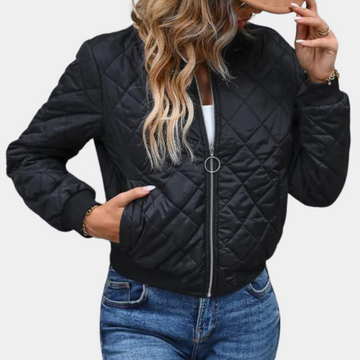 Full zip quilted bomber jacket for womens