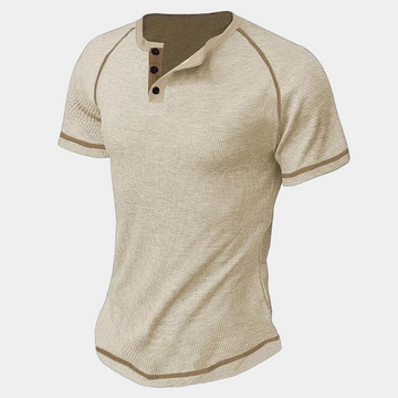 Men’s Slim Fit T-Shirt – Henley Neck – Soft Knit – Short Sleeve – Breathable Blend