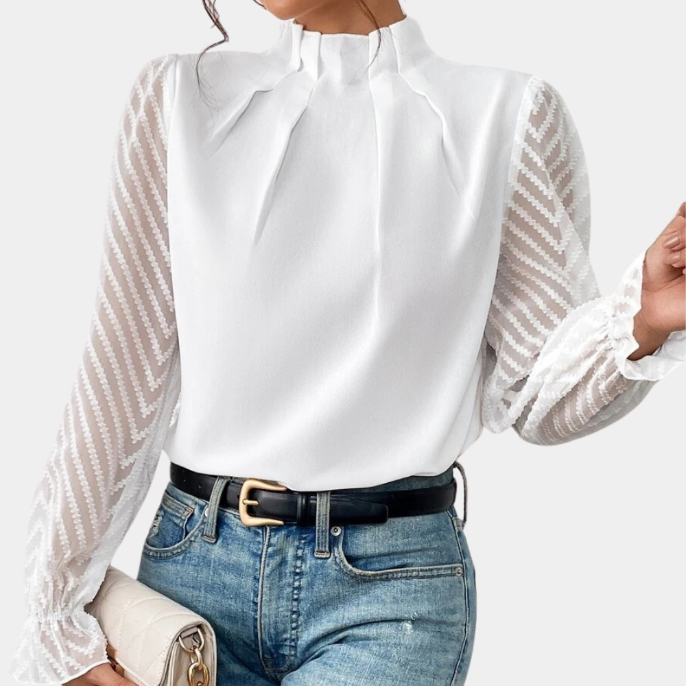 Chevron ruched long sleeve blouse for women