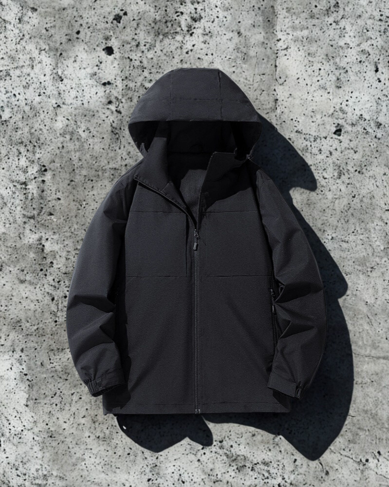 Men's Hooded Jacket – Relaxed Fit – Breathable – Water-Resistant – Zip Pockets