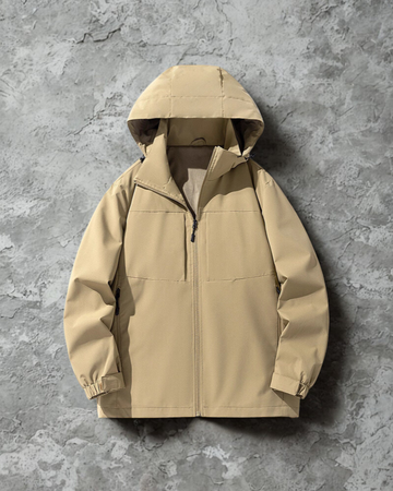 Men's Hooded Jacket – Relaxed Fit – Breathable – Water-Resistant – Zip Pockets