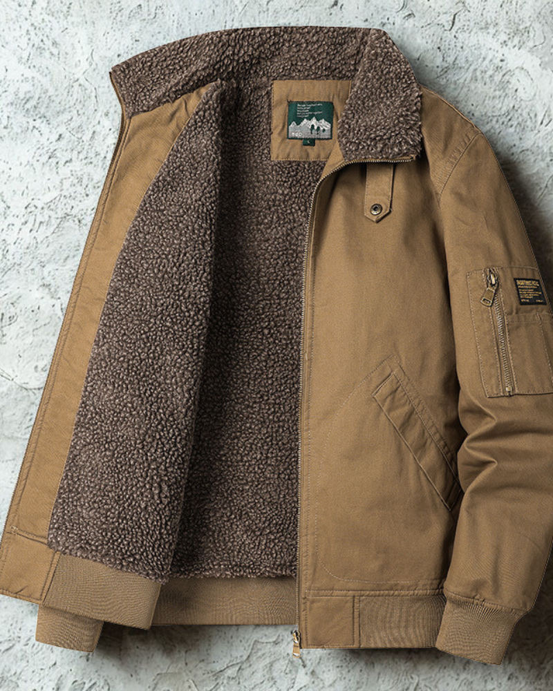 Men’s Bomber Jacket – Relaxed Fit – Sherpa Lined – Ribbed Trim – Utility Pocket