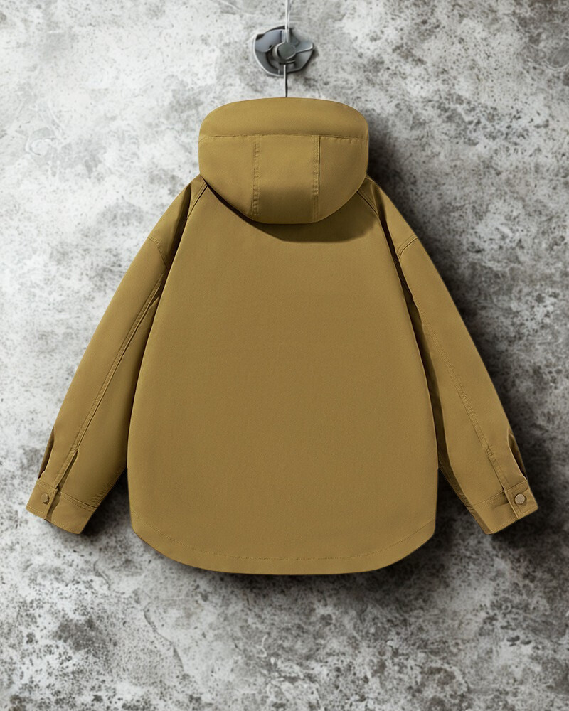 Men’s Hooded Jacket – Oversized Fit – Cotton Canvas – Snap Buttons – Utility Pockets