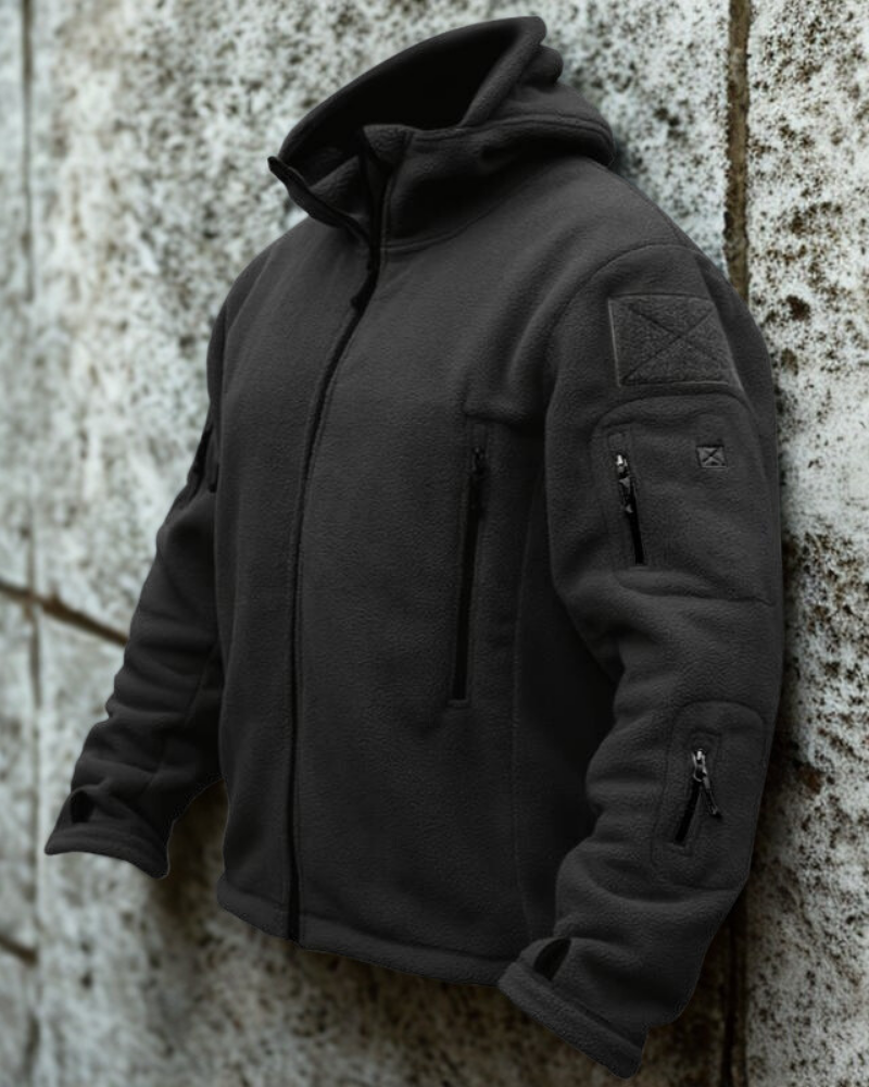 Men’s Hooded Jacket – Fleece – Regular Fit – Zippered Pockets – Thumbhole Cuffs