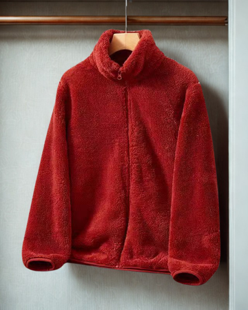 Women’s Fleece Jacket – Plush High-Pile – Relaxed Fit – Stand-Up Collar – Full Zip